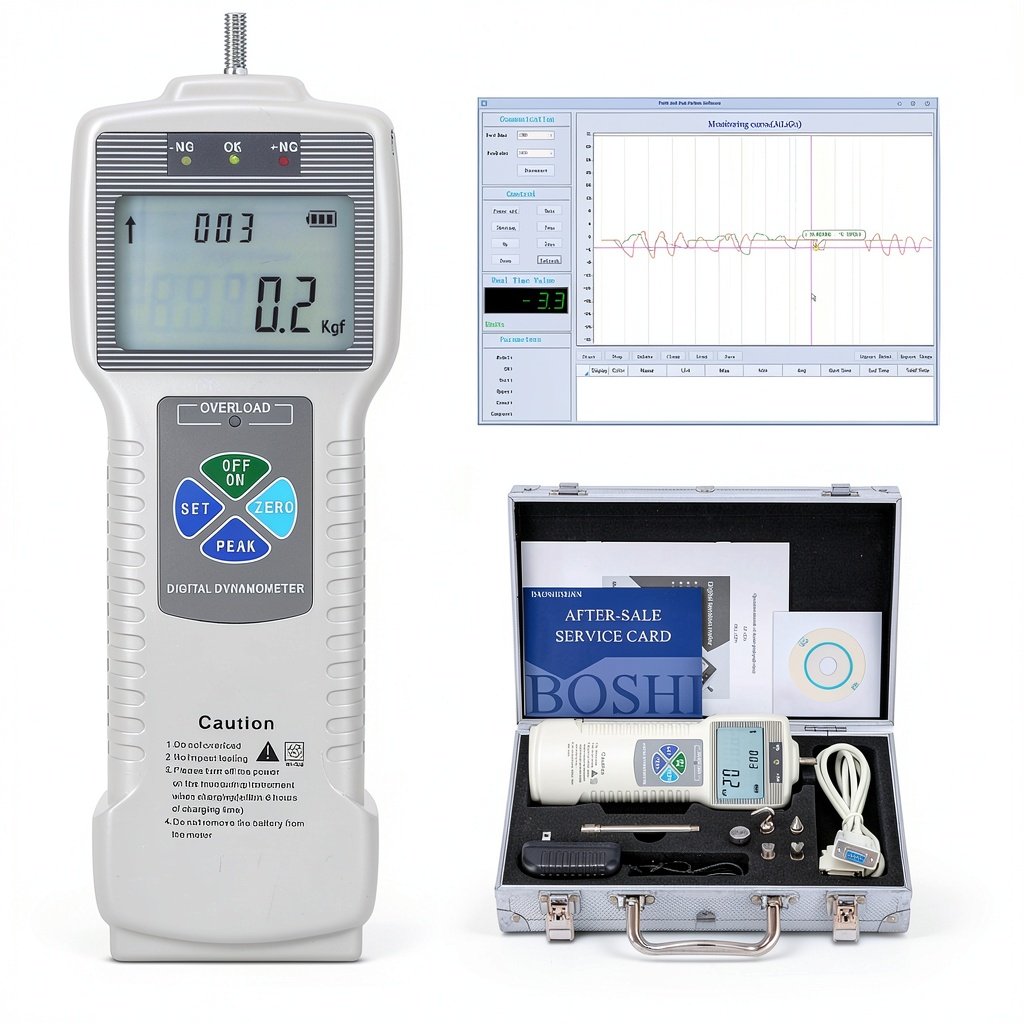 BAOSHISHAN digital force gauge displaying measurement on LCD screen