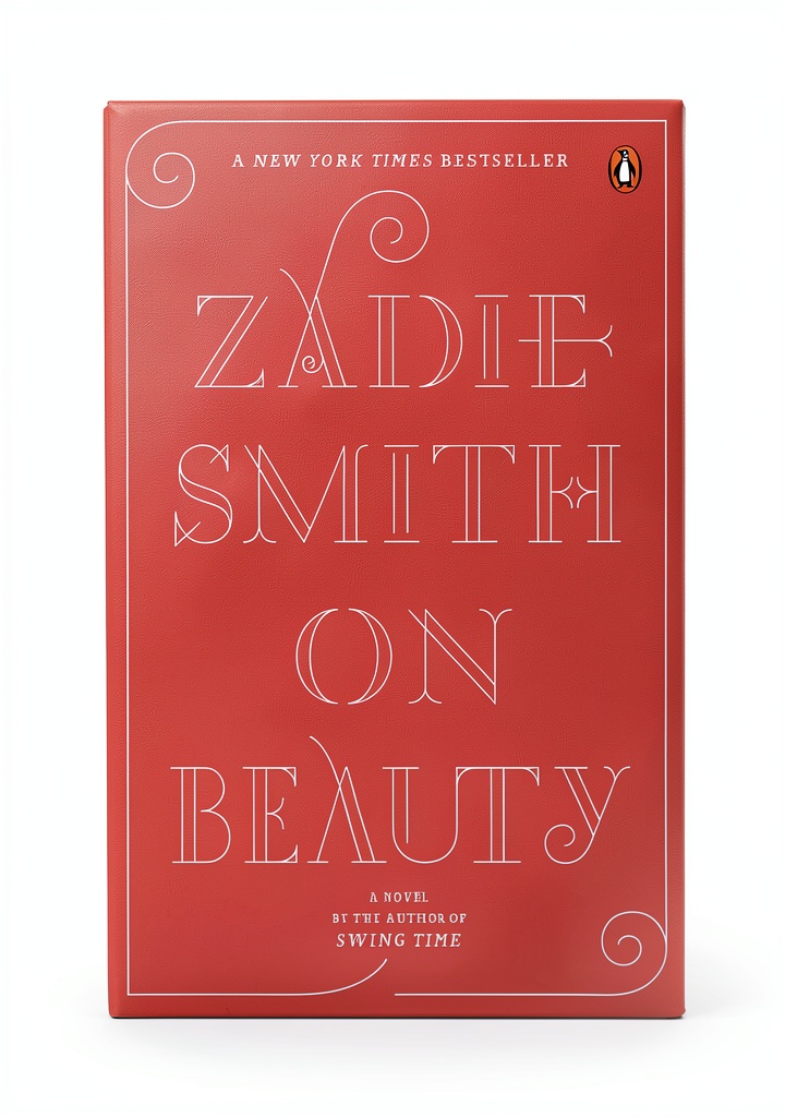 Penguin Books Literary Satire Fiction English Ebook displayed on a Kindle device resting on a wooden desk with coffee