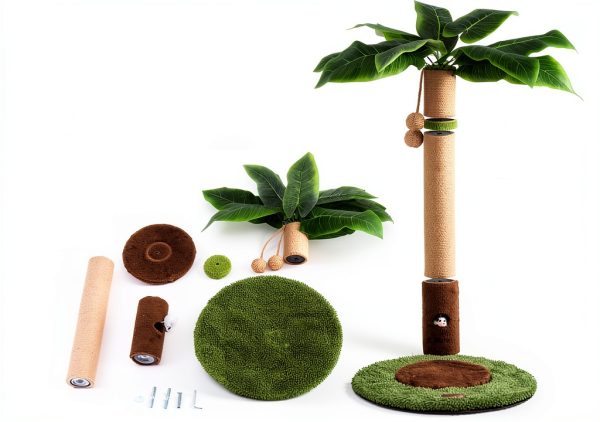 Cat Scratching Post Woochpet Sisal Rope & Hanging Ball 35.4in Green-8