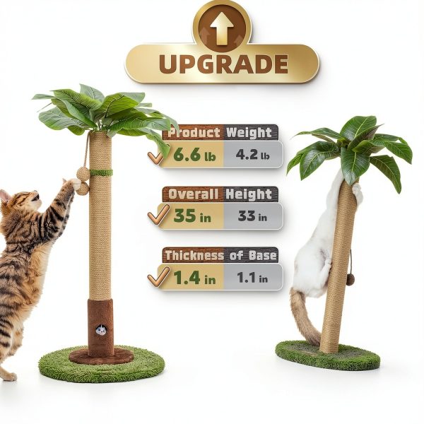 Cat Scratching Post Woochpet Sisal Rope & Hanging Ball 35.4in Green-4