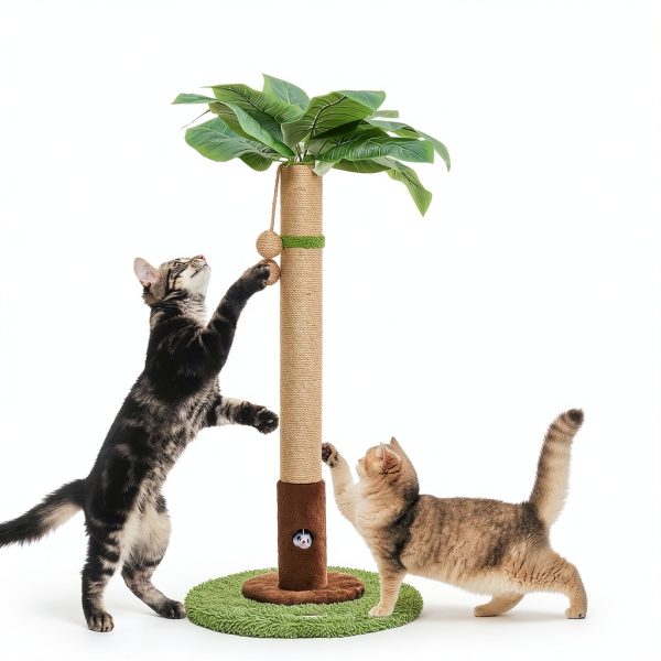Cat Scratching Post Woochpet Sisal Rope & Hanging Ball 35.4in Green-1