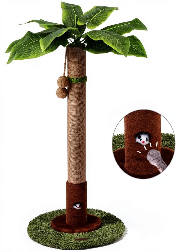 Cat Scratching Post Woochpet Sisal Rope & Hanging Ball 35.4in Green-0