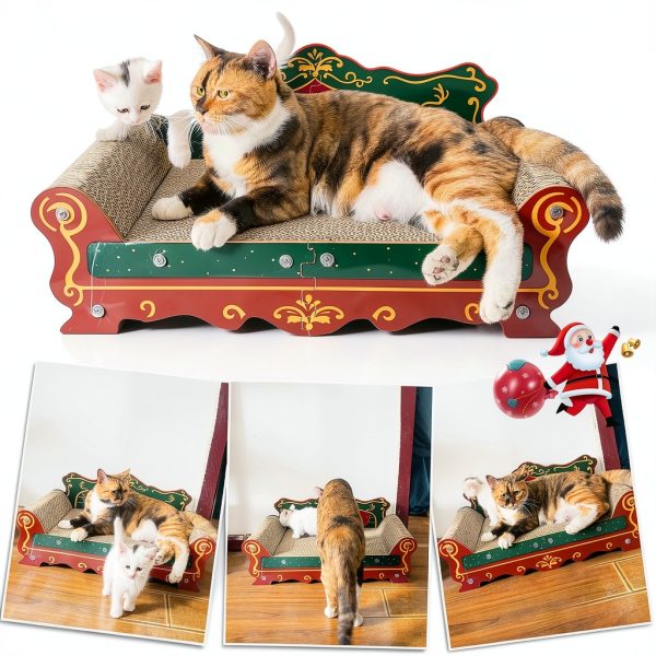 Scratching Sofa COOZMENT Christmas Cat Couch Pad Red 23x12.2x10.7-5