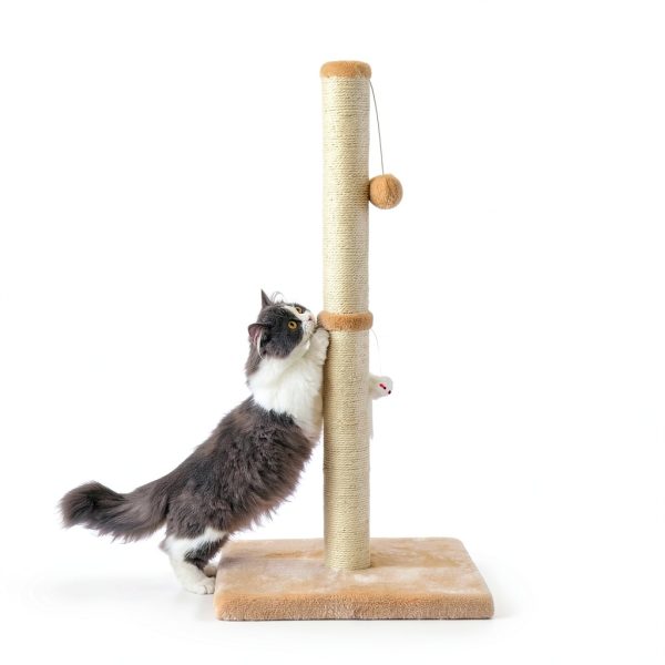 Tall Cat Scratching Post MeowHomm 32" Yellow with 2 Balls & Sisal Rope-5
