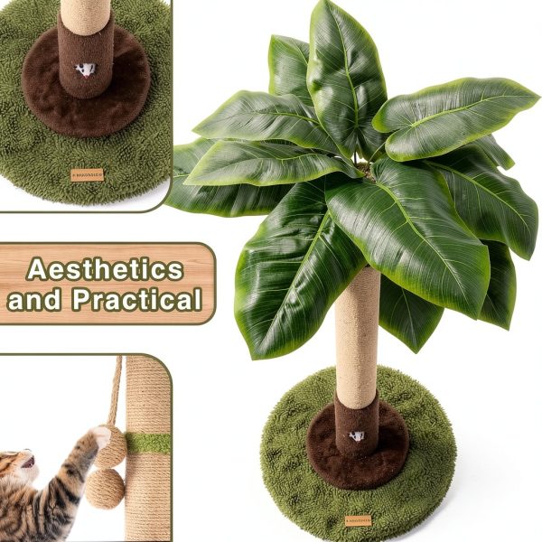 Cat Scratching Post Woochpet Sisal Rope & Hanging Ball 35.4in Green-3