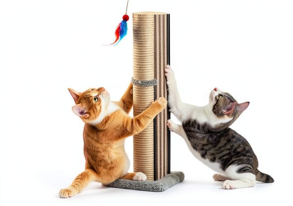 Veehoo Tall Cat Scratching Post 35" with Metal Frame and Plush Perch-1