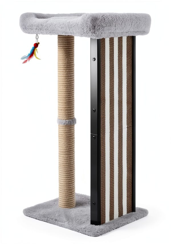 Veehoo Tall Cat Scratching Post 35" with Metal Frame and Plush Perch-6
