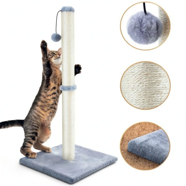 Dimaka 29" Tall Cat Scratching Post with Sisal Rope and Plush Cover-2