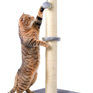 Dimaka 29" Tall Cat Scratching Post with Sisal Rope and Plush Cover-0