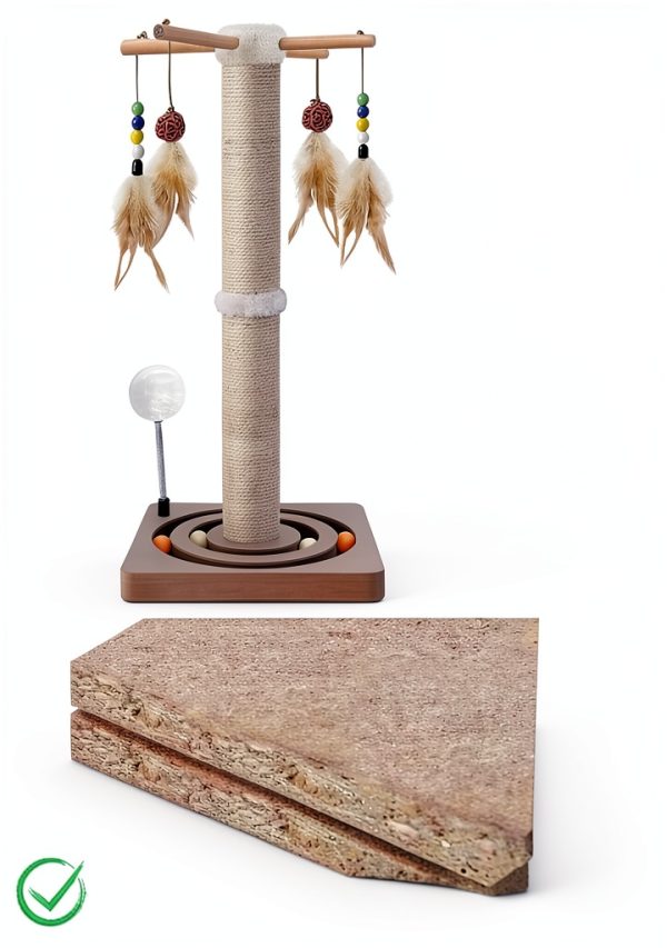 Cat Scratching Post, Sisal, Interactive Furniture Toys for Indoor Cats Adults, 2 Mounting Methods Scratcher Tree Tower with Hanging and Ball Track, Activity Center for Kitten, 25 inches-5